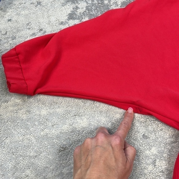 NWT Zara Red Romper Half Puff Dolman Sleeve V Neck Shorts Sz L - Picture 11 of 15